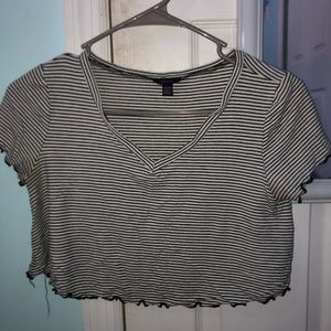 Black and white striped crop top